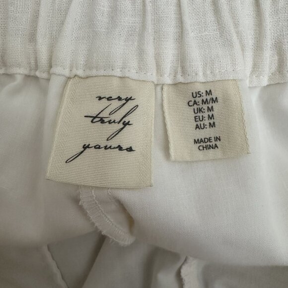 Very Truly Yours Linen Blend Shorts High Waisted Minimalist White Sz M - Picture 5 of 6